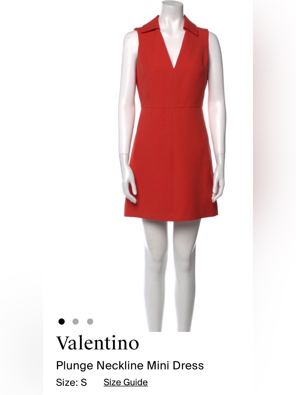 Valentino Red Sleeveless Plunge Mini Dress